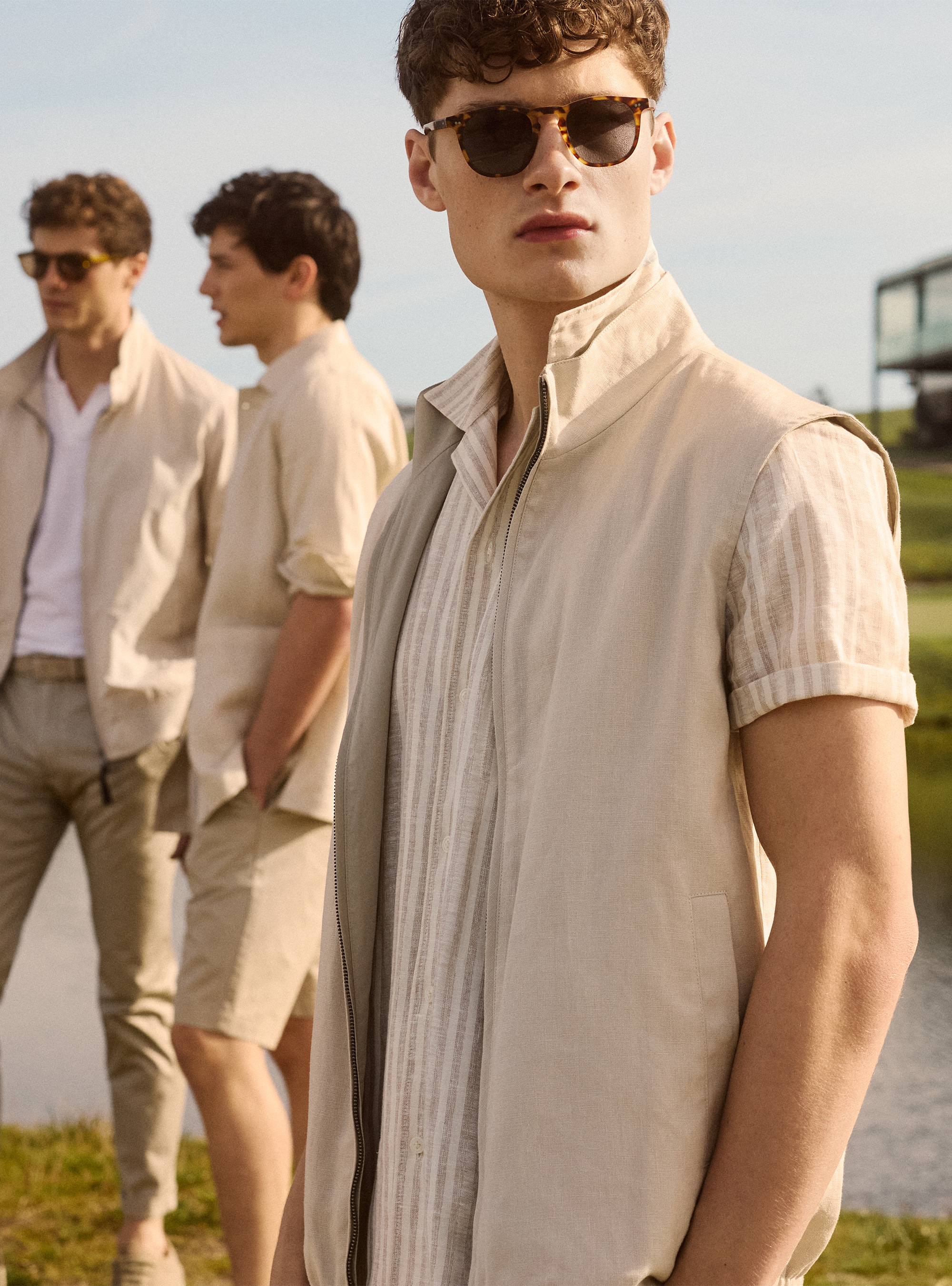 Selection of beige linen, 